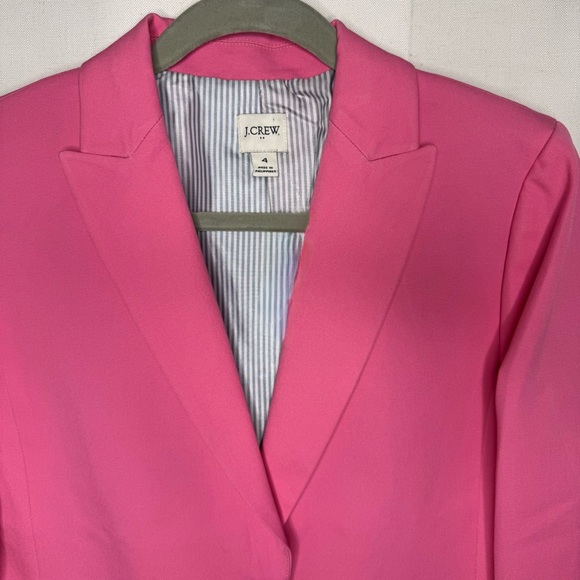 J. Crew SMALL Bright Pink Cotton Two-Button Women's Blazer with Satin Liner - Picture 3 of 12